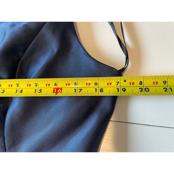 Alfred Sung NWT Gown Maxi Dress NWT Satin V-Neck Pockets D778 Midnight Sz 14 - Picture 11 of 11